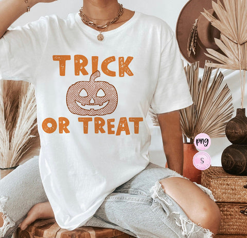 Trick or treat Fall Distressed PNG Sublimation Design, Fall sublimation, Pumpkin Spice Coffee, Retro fall, Printable PNG Sublimation Design