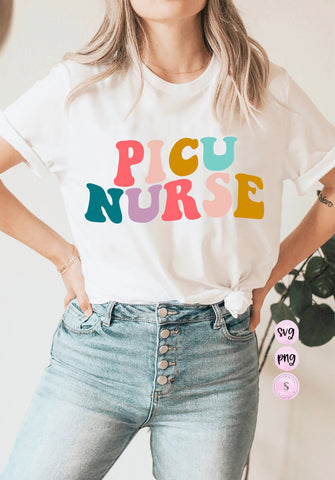 Picu Nurse Sublimation PNG, Retro Wavy text, Mothers Day Printable PNG Cricut Sublimation